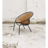 Mid Century Modern Chairs/Vintage Circle Chair/Design in Style Lusch Erzeugnis/Tubular Metal Laced Scoop Chair/Balloon Chair/Germany/'60S von Jooovanka