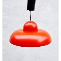 Mid Century Modern Hängelampe/Hersteller Sijaj Hrastnik Vintage Deckenlampe Rote Metall Lampe Retro 70Er Jahre von Jooovanka