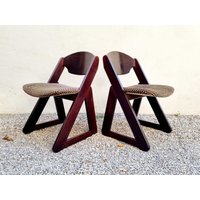 Paar Postmoderne Esszimmerstühle/Made in Italy Holzstühle Stoff Esszimmer Bürostühle Retro Stühle Italien 80Er Jahre von Jooovanka