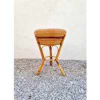 Vintage Bambus Blumentopf/Mid Century Rattan Runder Tisch Boho Italien 70Er Jahre von Jooovanka