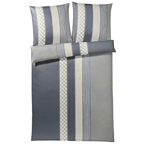 JOOP! 4069-9 Cornflower Stripes Mako-Satin-Bettwäsche 240x220 + 2x 80x80 deep coal von Joop!