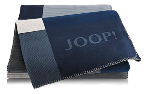 Joop!® Mosaic Kuscheldecke I samt-weiche Wohn-Decke in Navy-Silber I Sofadecke aus Baumwollmischgewebe | Tagesdecke 150x200cm | nachhaltig produziert in Deutschland I Öko-Tex Standard 100 von Joop!