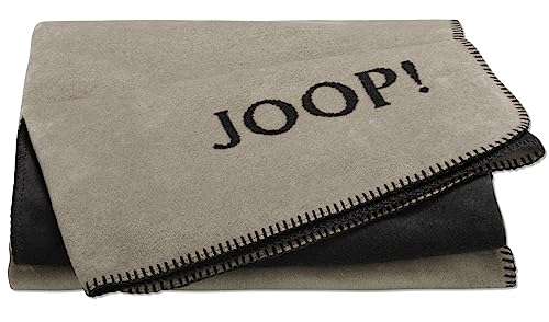 Joop! Uni-Doubleface I weiche Kuscheldecke in Stein-Anthrazit I Wohndecke aus Baumwolle und Polyacryl in Beige-Grau I Tagesdecke 150x200cm | nachhaltig produziert in DE I Öko-Tex Standard 100, (UDF) von Joop!