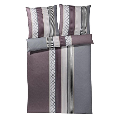 JOOP! 4069-1 Cornflower Stripes Mako-Satin-Bettwäsche 155x220 + 1x 80x80 deep wine von Joop!