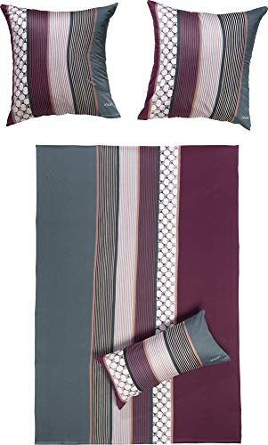 Joop! Bettwäsche Cornflower Stripes Mako-Satin deep Wine Größe 155x200 cm (40x80 cm) von Joop!