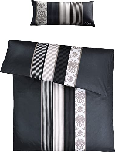 Joop! Bettwäsche Ornament Stripe Mako-Satin schwarz Größe 155x220 cm (40x80 cm) von Joop!