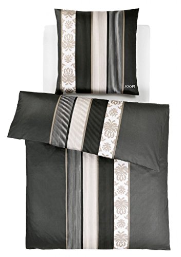 JOOP! 4022 Ornament Stripe Mako-Satin-Bettwäsche 240x220 + 2x 80x80 schwarz-9 von Joop!