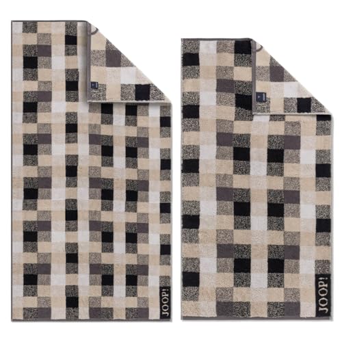 Joop! Handtücher Vibe 1699 37 Stein Karo Kariert Gemustert Grau Schwarz Handtuch Duschtuch Frottiertücher, Größe:Handtuch 50x100 cm von Joop!