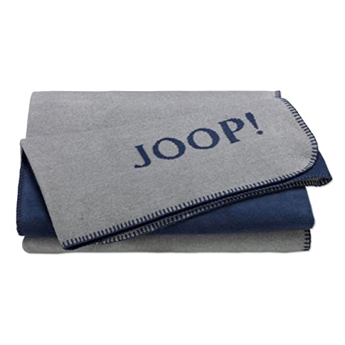 Joop! Wohndecke Uni-Doubleface Baumwollmischung Silber/Navy Größe 150x200 cm von Joop!