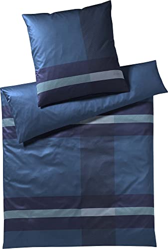 Joop! Wendebettwäsche Modem Mako-Satin blau Größe 155x220 cm (40x80 cm) von Joop!