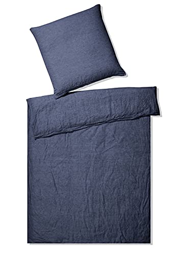 elegante Bettwäsche Breeze Halbleinen Marine Größe 135x200 cm (80x80 cm) von elegante