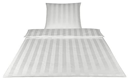 elegante Mako-Satin Bettwäsche Noblesse weiß 1 Bettbezug 155 x 200 cm + 1 Kissenbezug 80 x 80 cm von elegante