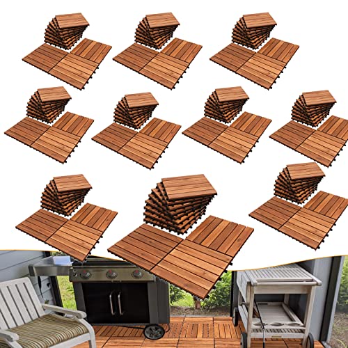 Joparri 100 Stück bodenfliesen 30 × 30cm, 10 m² Holzfliesen für Balkon, Rutschhemmung & Drainage Terrassenfliese, zuschneidbar Holzfliesen für Garten Terrasse Balkon von Joparri