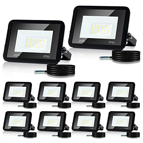 Joparri 10er 20W LED Strahler Außen, Fluter 3000K Warmweiß 1700LM, Scheiwerfer IP66 Wasserdicht, Flutlicht Außenstrahler Außenleuchte für Werkstatt, Garage, Garten Joparri 10er 20W LED Strahler Außen, Fluter 3000K Warmweiß 1700LM, Scheiwerfer IP66 Wasserdicht, Flutlicht Außenstrahler Außenleuchte für Werkstatt, Garage, Garten von Joparri