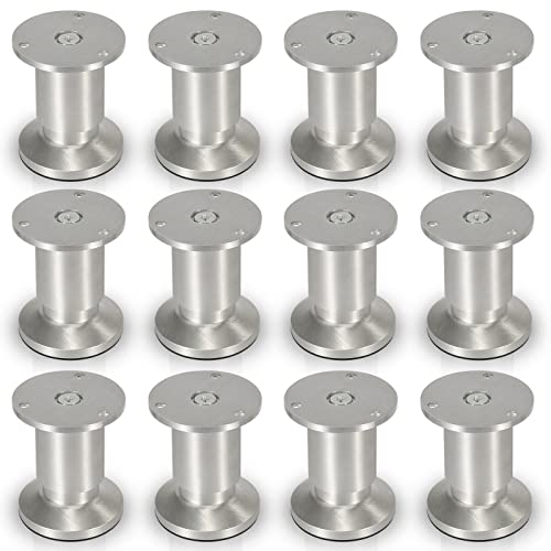 Joparri 12er Set Möbelfüße Höhe 100mm, Aluminium Möbelbeine Belastbar bis 250 Kg, Runde Tischfuß Sofafüße, Sockelfuß für Möbel von Joparri