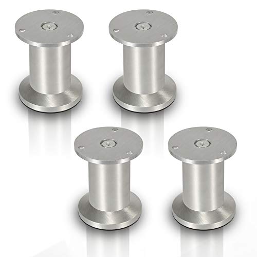 Joparri 4X Aluminium Möbelfüße Höhe 60mm, Möbelbeine Belastbar bis 250 Kg, Runde Tischfuß Sofafüße, für Möbel Küchenschränke von Joparri