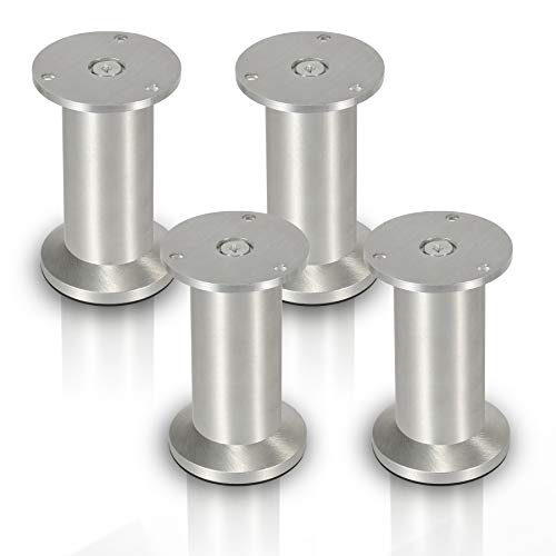 Joparri 4er Set Möbelfüße Höhe 100mm, Aluminium Möbelbeine Belastbar bis 250 Kg, Runde Tischfuß Sofafüße, Sockelfuß für Möbel von Joparri