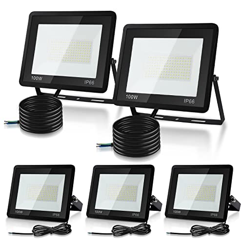 Joparri 5er 100W LED Strahler Außen, Fluter 3000K Warmweiß 8500LM Scheiwerfer IP66 Wasserdicht Flutlicht Außenstrahler Außenleuchte für Werkstatt Garage Garten Joparri 5er 100W LED Strahler Außen, Fluter 3000K Warmweiß 8500LM Scheiwerfer IP66 Wasserdicht Flutlicht Außenstrahler Außenleuchte für Werkstatt Garage Garten von Joparri