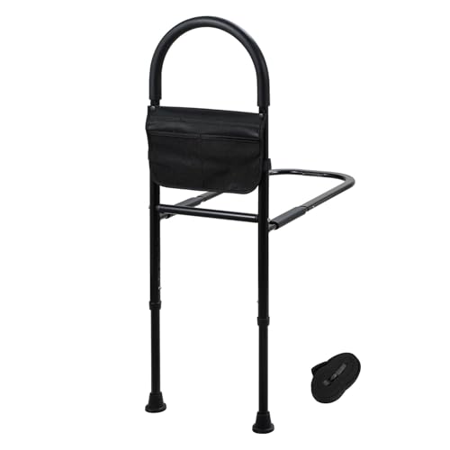 Joparri Aufstehhilfe Bett,Haltegriffe für Senioren mit 2 Handlauf & Tasche & Befestigungsgurt,Höhenverstellbarer Höhenverstellbarer Haltegriff Bettschutzgitter, bis 150kg von Joparri