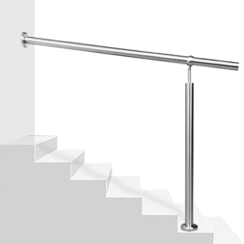 Joparri Edelstahl Eingangsgeländer Treppengeländer 150cm, Geländer Handlauf Winkel Einstellbar inkl. Zubehör, Innen&Außen Wandhandlauf für Treppen, Garten von Joparri