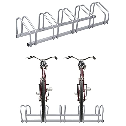 Joparri Fahrradständer für 5 Fahrräder, 35-55 mm Reifenbreite, Mehrfachständer Aufstellständer Bodenparker, Fahrrad Ständer Boden, Radständer Bodenständer, Wand-Bodenmontage Platzsparend, Verzinkt von Joparri