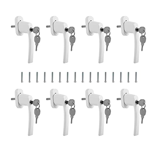 Joparri Fenstergriff abschließbarfenstergriff 8X Aluminium, abschließbar aluminiumlegierung，fenstergriff kindersicherung mit Schloss in Stiftlänge 35mm，Fensterschloss in Weiß von Joparri