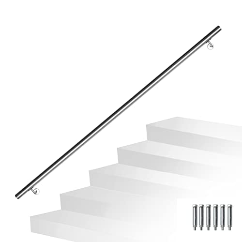 Joparri Handlauf Edelstahl Aussen & Innen 120 cm Ø 42mm Balkongeländer Treppengeländer Geländer Wandhandlauf Wand Treppe mit Wandhalterungen, Montagematerial von Joparri