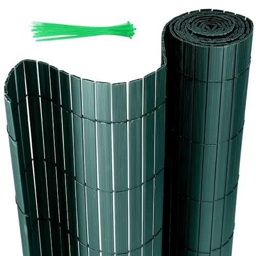 Joparri PVC Sichtschutzmatte, Windschutz UV-beständig Sichtschutz, PVC Sichtschutzzaun mit Kabelbindern, 4-Gewicht-Verstärkung Balkonverkleidung Blickdicht, Balkon Zaun, 180 x 300 cm, Grün von Joparri