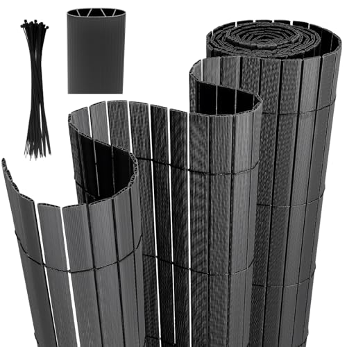 Joparri PVC Sichtschutzmatte, Windschutz UV-beständig Sichtschutz, PVC Sichtschutzzaun mit Kabelbindern, Stabil Balkonverkleidung Blickdicht Sichtschutz Balkon Zaun, 80 x 600 cm, Anthrazit von Joparri