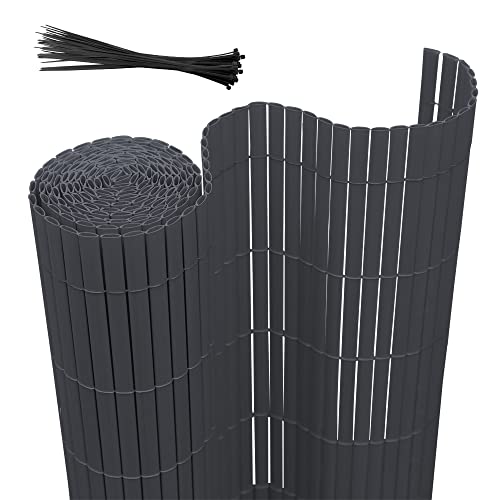 Joparri Sichtschutz Balkon, Sichtschutzmatte PVC, Sichtschutz Garten Terrasse Sichtschutzzaun PVC Sichtschutzstreifen 3-Gewicht-Verstärkung, UV-beständig, Anthrazit, 90x400cm von Joparri