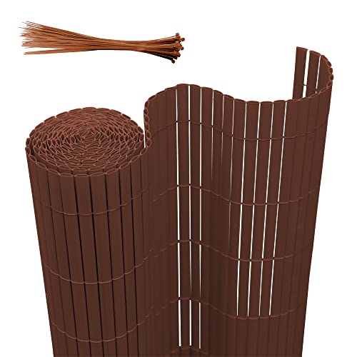 Joparri Sichtschutzmatte 140 x 600 cm PVC Sichtschutzzaun 3-Gewicht-Verstärkung, Stabil PVC Sichtschutzstreifen Braun Privatsphäre Sichtschutz für Garten Balkon Terrasse Zaun von Joparri