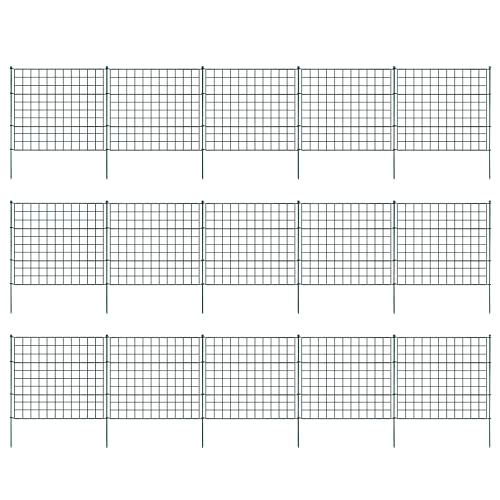 Joparri Teichzaun Gartenzaun, 33 Stück Set Campingzaun, Teichzaun Steckzaun, Freigehege - 15 Zaunelemente 18 Befestigungsstäbe (Gerade) von Joparri