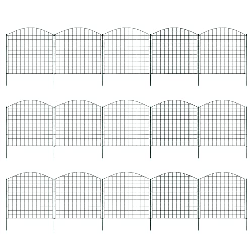 Joparri Teichzaun Gartenzaun, 33 Stück Set Campingzaun, Teichzaun Steckzaun, Freigehege - 15 Zaunelemente 18 Befestigungsstäbe (Oberbogen) von Joparri