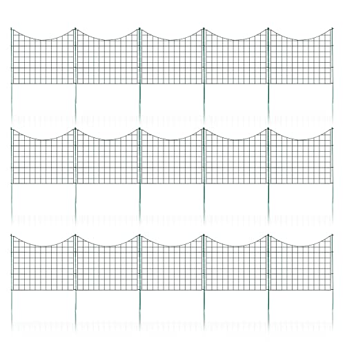 Joparri Teichzaun Gartenzaun, 33 Stück Set Campingzaun, Teichzaun Steckzaun Metallgitter - 15 Zaunelemente 18 Befestigungsstäbe (Unterbogen) von Joparri