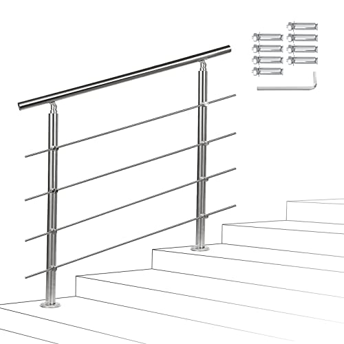 Joparri Treppengeländer 80cm mit 4 Querstreben, Edelstahl Handlauf Winkelverstellbar, Geländer für Innen und Außen von Joparri