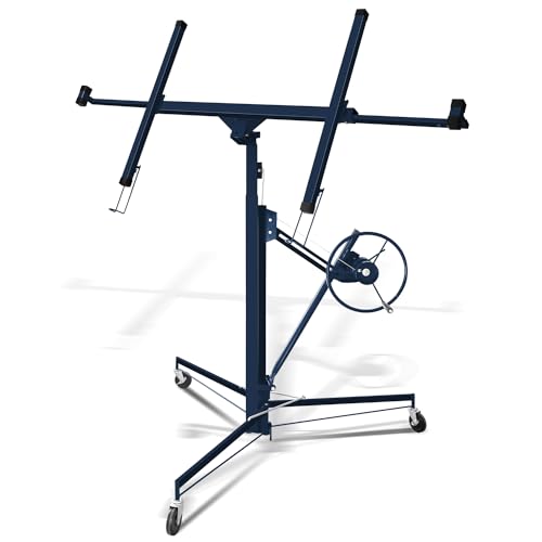 Joparri XXL Plattenheber für Rigipsplatten max 290cm Lastarmbreite und 68 kg Traglast, Höhe 140-350cm Arbeitshöhe, 3 Räder mit Feststellbremse, Blau von Joparri