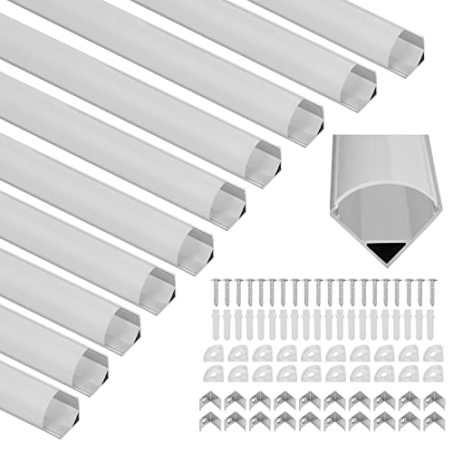 Jopassy 20 x 1m Aluminium Profil, V-Form Leisten für LED Stripes (1-11mm) Mit Abdeckung, Endkappen und Montageclips - Schienensystem für Strip von Jopassy