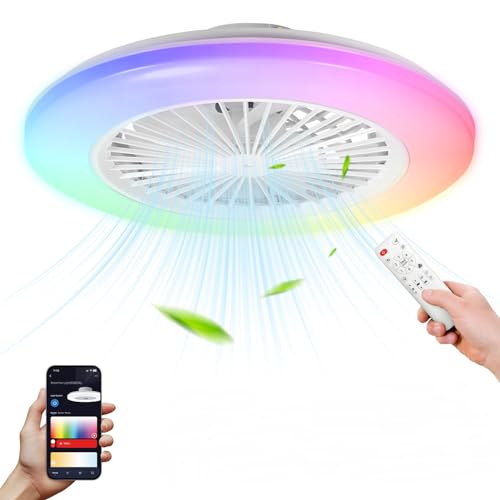 Jopassy 2er Deckenventilator Mit Beleuchtung RGB Dimmbar Deckenlampe 50cm Mit Fernbedienung Und APP 6 Windstufen,Moderne Deckenleuchte mit Ventilator Leise für Schlafzimmer Wohnzimmer,Schwarz Jopassy 2er Deckenventilator Mit Beleuchtung RGB Dimmbar Deckenlampe 50cm Mit Fernbedienung Und APP 6 Windstufen,Moderne Deckenleuchte mit Ventilator Leise für Schlafzimmer Wohnzimmer,Schwarz von Jopassy