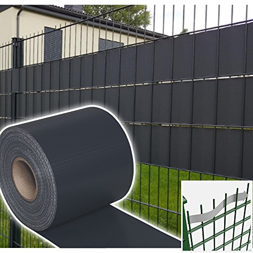 Jopassy 2er Set PVC Sichtschutzstreifen Doppelstabmatten, 35m x 19 cm inkl. 30 Befestigungsclips Sichschutz Zaun, Stabmattenzaun Sichtschutzstreifen Windschutz, Anthrazit Jopassy 2er Set PVC Sichtschutzstreifen Doppelstabmatten, 35m x 19 cm inkl. 30 Befestigungsclips Sichschutz Zaun, Stabmattenzaun Sichtschutzstreifen Windschutz, Anthrazit von Jopassy