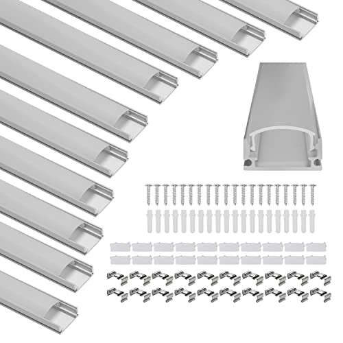 Jopassy 40 x 1m Aluminium Profil, LED Leisten in U-Form für Stripes (1-11mm) mit Abdeckung, Endkappen und Montageclips - Schienensystem von Jopassy