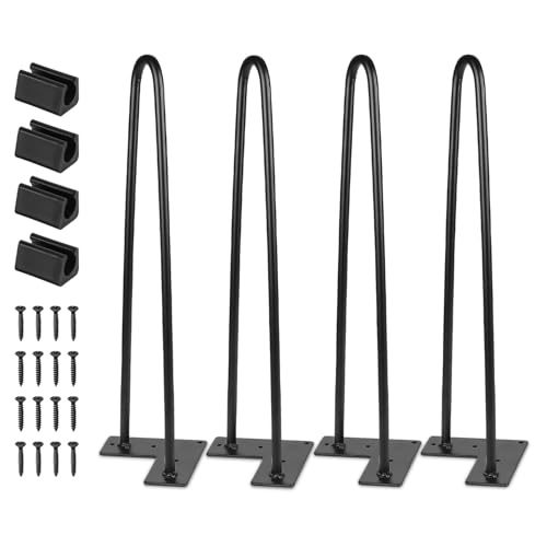 Jopassy 4er Set Haarnadel Tischbein Hairpin Legs, DIY Tischbeine mit Bodenschoner und Schrauben, Schwarz Haarnadelbeine aus Stahl 40cm 2-Stange Möbelfüße für Stühle, Schrank und Sofa Jopassy 4er Set Haarnadel Tischbein Hairpin Legs, DIY Tischbeine mit Bodenschoner und Schrauben, Schwarz Haarnadelbeine aus Stahl 40cm 2-Stange Möbelfüße für Stühle, Schrank und Sofa von Jopassy