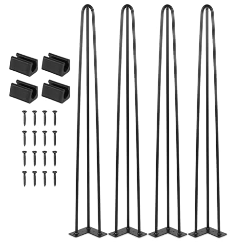 Jopassy 4er Set Haarnadel Tischbein Hairpin Legs, DIY Tischbeine mit Bodenschoner und Schrauben, Schwarz Tischgestell aus Stahl 61cm 3-Stange Möbelfüße für Stühle, Schrank und Sofa Jopassy 4er Set Haarnadel Tischbein Hairpin Legs, DIY Tischbeine mit Bodenschoner und Schrauben, Schwarz Tischgestell aus Stahl 61cm 3-Stange Möbelfüße für Stühle, Schrank und Sofa von Jopassy