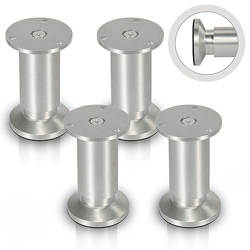 Jopassy 4er Set Möbelbeine| Aluminium Gebürstet | Schrankfüße Höhenverstellbar Füße für möbel, mit Schrauben,Höhe 150 mm | Belastbar bis 250 KG, für Sofa Möbelfüße Schreibtisch Stühle Tischfuß von Jopassy