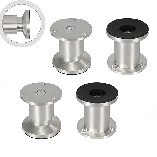 Jopassy 4er Set Möbelbeine| Aluminium Gebürstet | Schrankfüße Höhenverstellbar Füße für möbel, mit Schrauben,Höhe 80 mm | Belastbar bis 250 KG, für Sofa Möbelfüße Schreibtisch Stühle Tischfuß von Jopassy