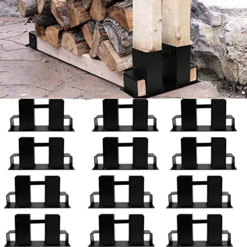 Jopassy 8er Set Holzstapelhilfe, Stabile Brennholz Stapelhilfe, Feuerverzinkt Holzstapelhalter, kaminholz stapelhilfe, Verstellbare Holzstapelhilfe, DIY Holzunterstand für Kanthölzer,schwarz von Jopassy