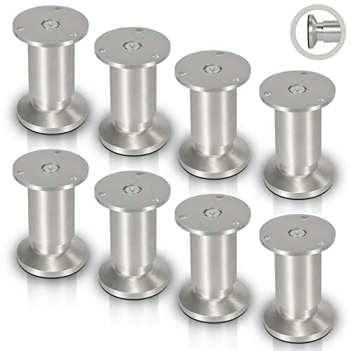 Jopassy 8er Set Möbelbeine| Aluminium Gebürstet | Schrankfüße Höhenverstellbar Füße für möbel, mit Schrauben,Höhe 120 mm | Belastbar bis 250 KG, für Sofa Möbelfüße Schreibtisch Stühle Tischfuß von Jopassy