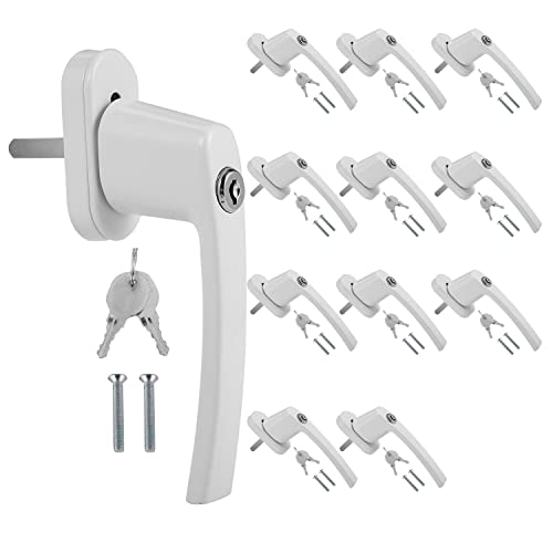 Jopassy Aluminium Fenstergriff mit Schloss in Stiftlänge 35cm Abschließbare Fenstergriffe,Kindersicherung Abschließbar Fensterschloss für alle gängigen Fenster und Balkontüren-12 Stück(Weiß) von Jopassy