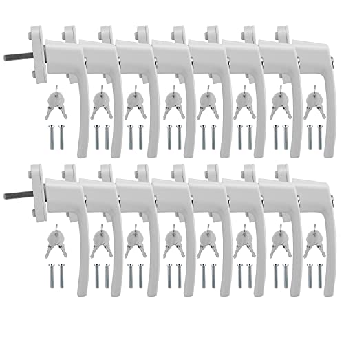 Jopassy Aluminium Fenstergriff mit Schloss in Stiftlänge 35cm Abschließbare Fenstergriffe,Kindersicherung Abschließbar Fensterschloss für alle gängigen Fenster und Balkontüren-16 Stück(Weiß) von Jopassy