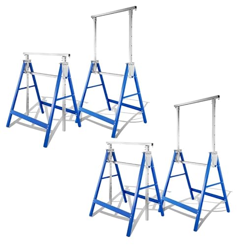 Jopassy Arbeitsbock 4er Set, Arbeitsböcke Höhenverstellbar Böcke Klappbar Tragkraft 200 kg, Metall Arbeitsböcke Gestelle Gerüstbock Höhenverstellbar 80-130 cm Unterstellbock klappböcke(Blau) von Jopassy