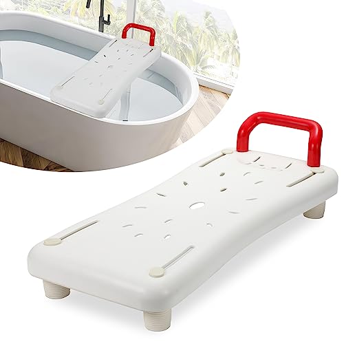 Jopassy Badewannensitz,Badewannensitz Senioren,Badewannenbrett zum Sitzen,mit Armlehne,Verstellbare Breite 41-62cm,badewannensitz Erwachsene,Kapazität 150kg-Weiß von Jopassy